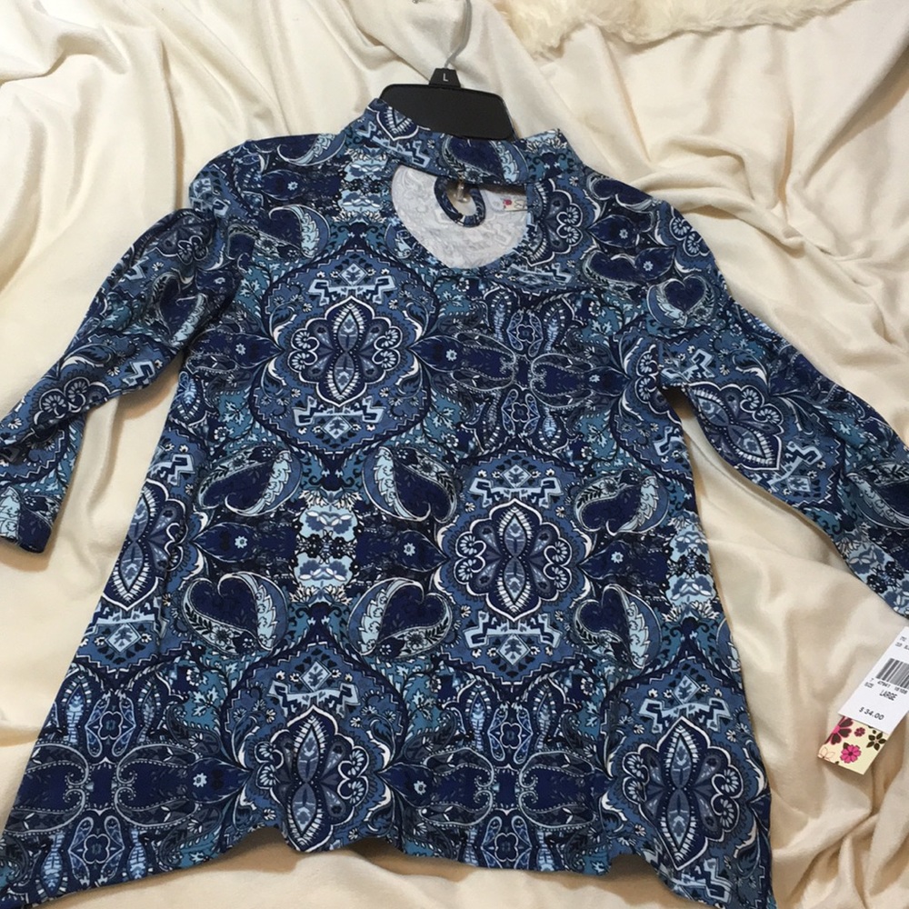 Blue, long sleeved, light material tee